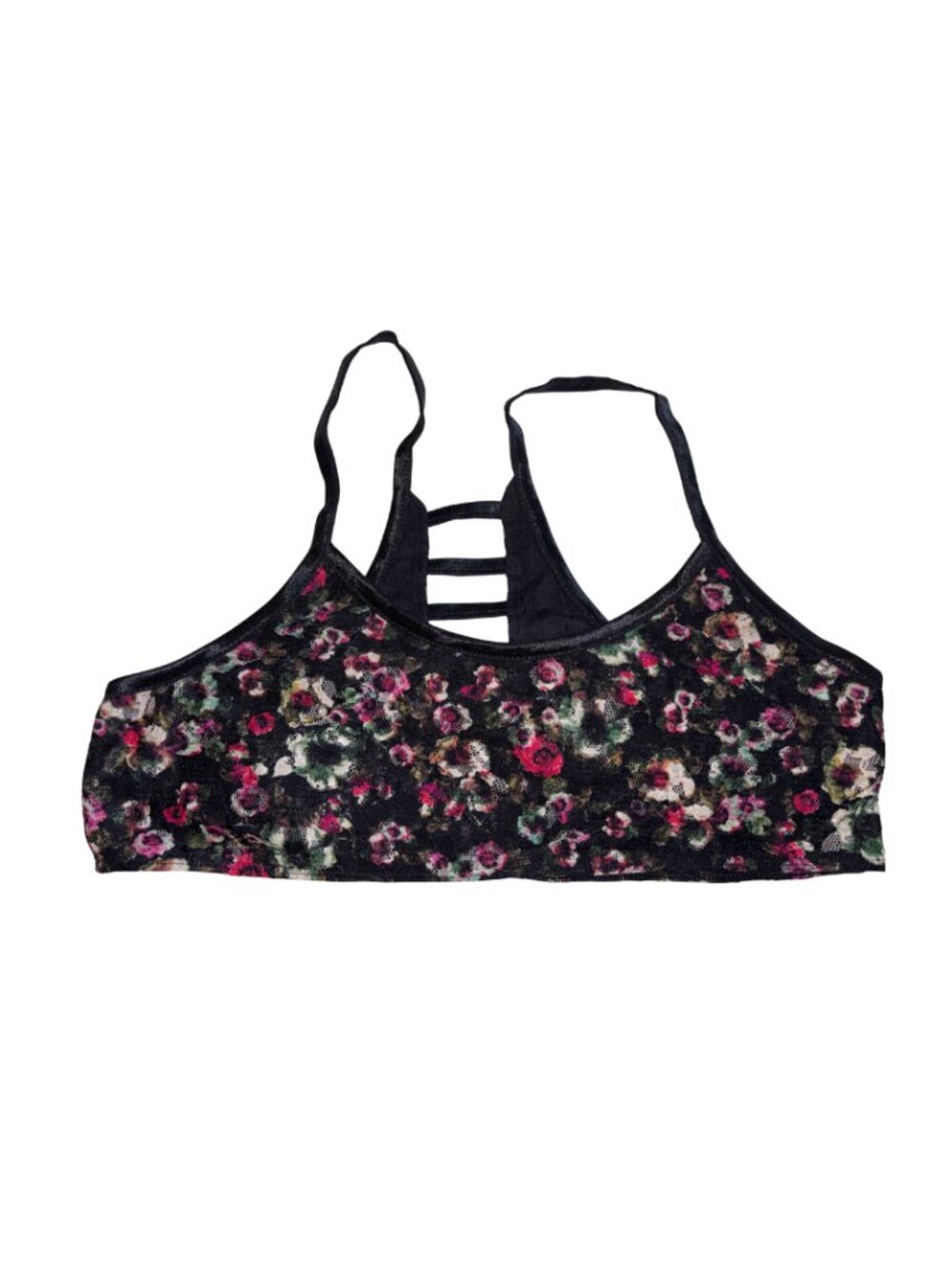 Fill Tilt black floral crushed velvet bralette L large
